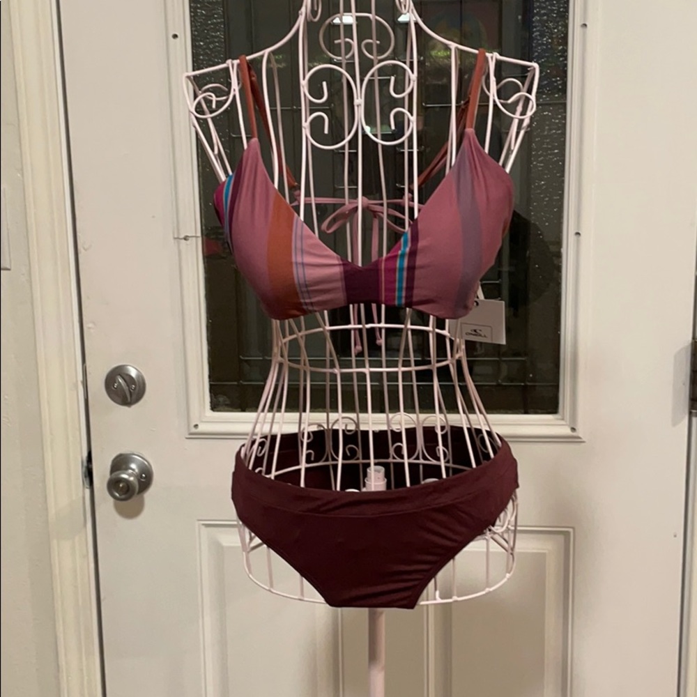 O’Neil Wine Bikini Top L Bottom M NWT